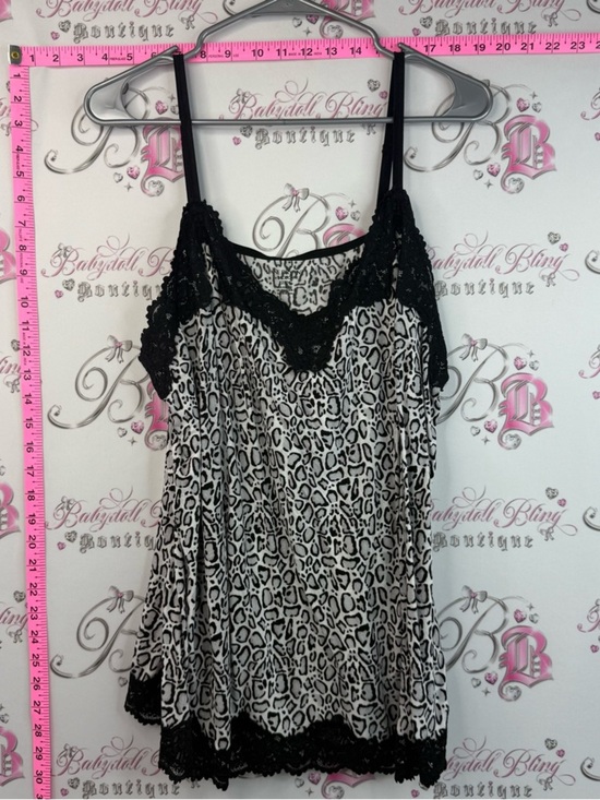 Lane Bryant Tops - Lane Bryant Black & White Leopard Lace-Trim Tank Top stretchy Lacie floral
